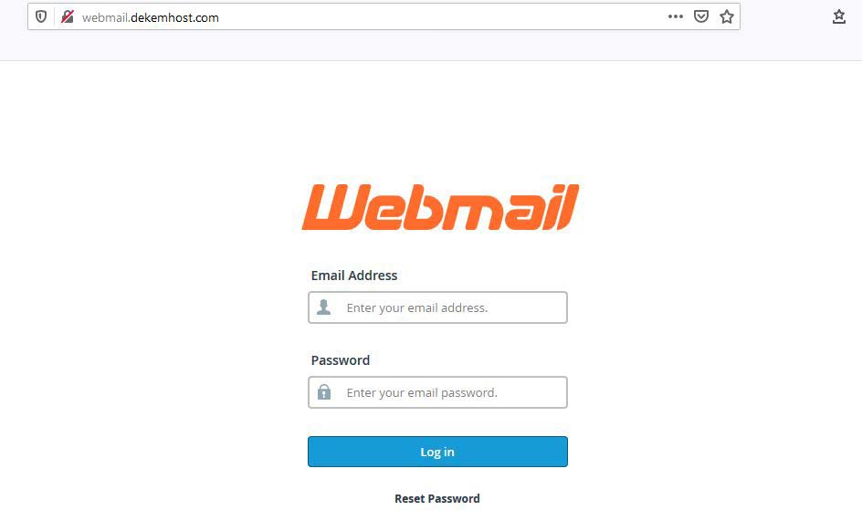 Webmail Giriş Ekranı - Standart E-Mail Hizmetinde